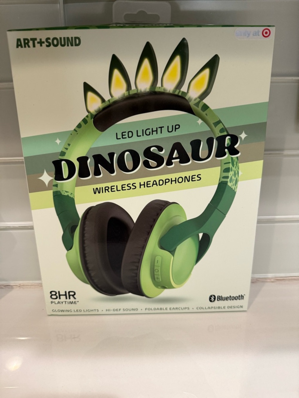 Dinosaur LED Light-Up Wireless Headphones 8 hours foldable extendable hi- DEF